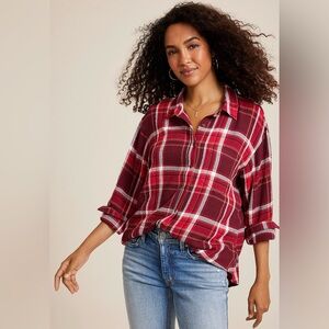 Maurices Red Plaid Button-Down Shirt & Tank Bundle